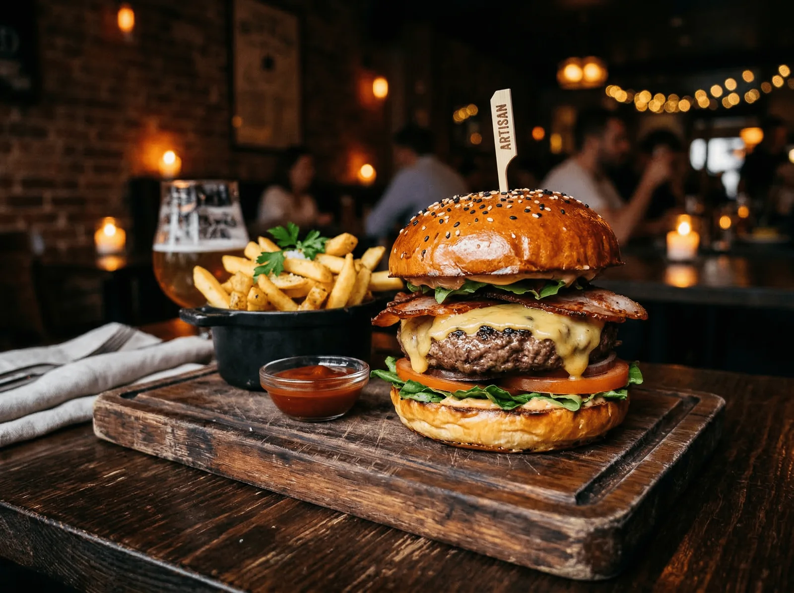 Gewölbe Burger, der Klassiker mit knusprigem Bacon